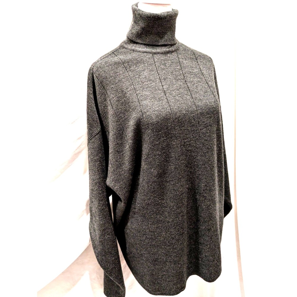 Ann Tjian for Kenar Dk Gray Women's (L) Turtleneck Acrylic/Wool Sweater New Cond